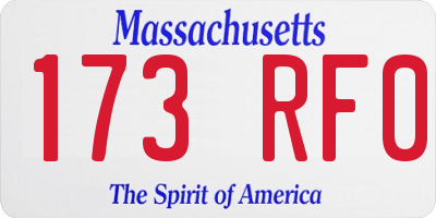 MA license plate 173RF0