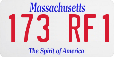 MA license plate 173RF1