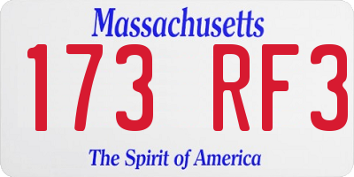 MA license plate 173RF3