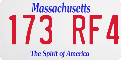 MA license plate 173RF4