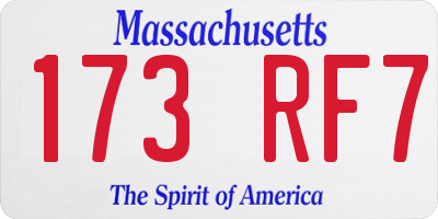 MA license plate 173RF7
