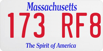 MA license plate 173RF8