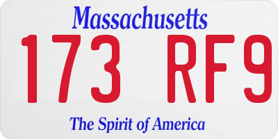 MA license plate 173RF9