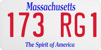 MA license plate 173RG1