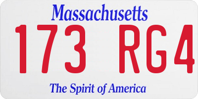 MA license plate 173RG4