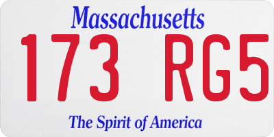 MA license plate 173RG5