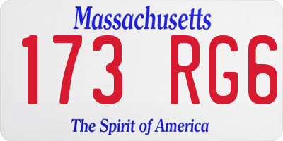 MA license plate 173RG6