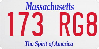 MA license plate 173RG8