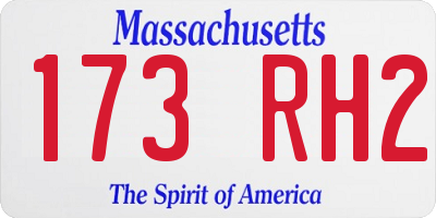 MA license plate 173RH2