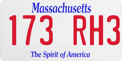 MA license plate 173RH3