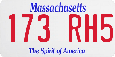 MA license plate 173RH5