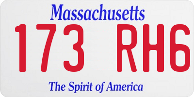MA license plate 173RH6