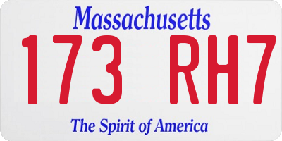 MA license plate 173RH7
