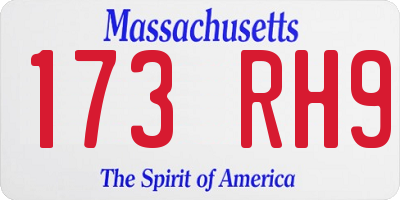 MA license plate 173RH9
