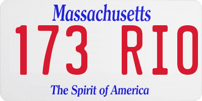 MA license plate 173RI0