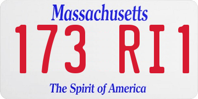 MA license plate 173RI1