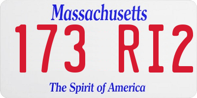 MA license plate 173RI2