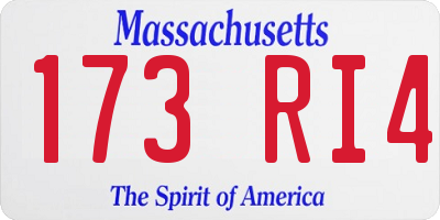 MA license plate 173RI4