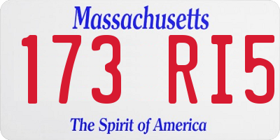 MA license plate 173RI5