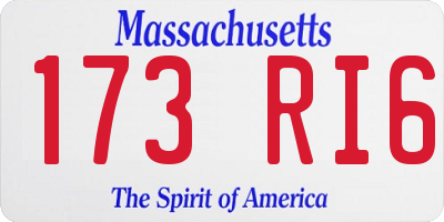 MA license plate 173RI6