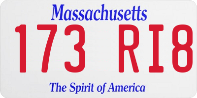 MA license plate 173RI8
