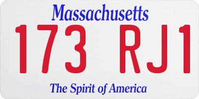 MA license plate 173RJ1