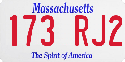 MA license plate 173RJ2