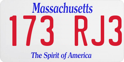 MA license plate 173RJ3