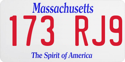 MA license plate 173RJ9