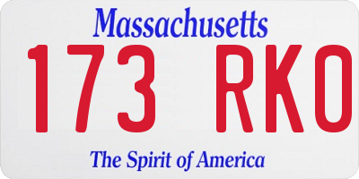 MA license plate 173RK0