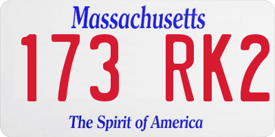 MA license plate 173RK2