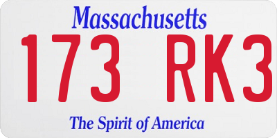 MA license plate 173RK3