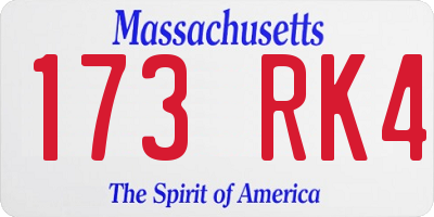MA license plate 173RK4