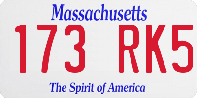 MA license plate 173RK5