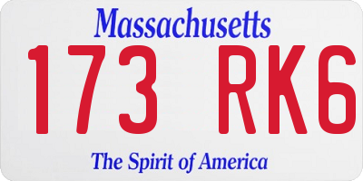 MA license plate 173RK6