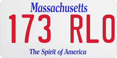 MA license plate 173RL0