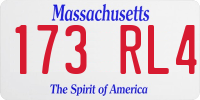 MA license plate 173RL4