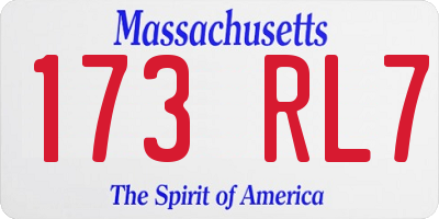 MA license plate 173RL7