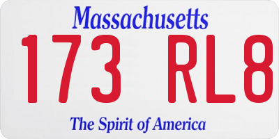 MA license plate 173RL8