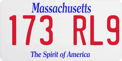 MA license plate 173RL9