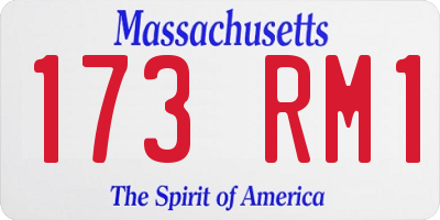 MA license plate 173RM1
