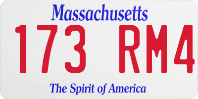 MA license plate 173RM4