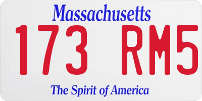 MA license plate 173RM5