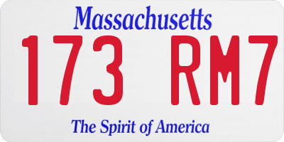 MA license plate 173RM7