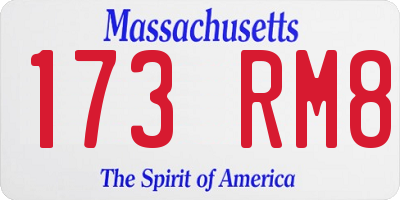 MA license plate 173RM8