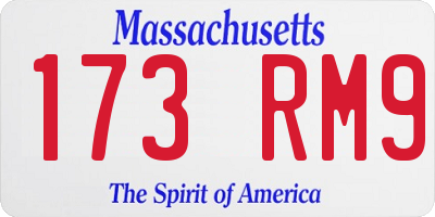 MA license plate 173RM9