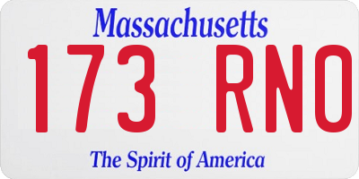 MA license plate 173RN0