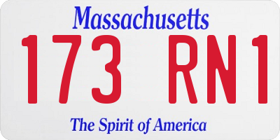 MA license plate 173RN1