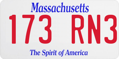 MA license plate 173RN3