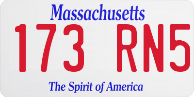 MA license plate 173RN5